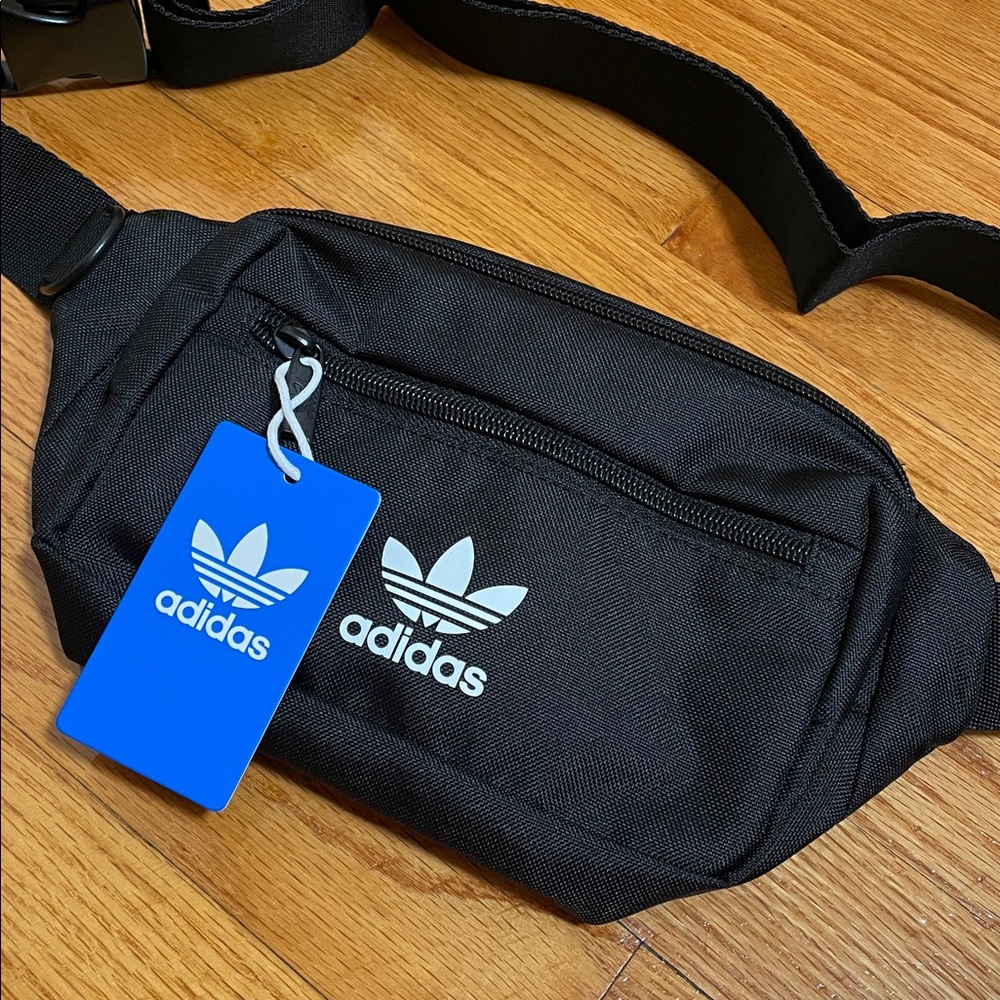Adidas Originals Black Belt Waist Pack Bag with White Logo Fanny Pack Unisex